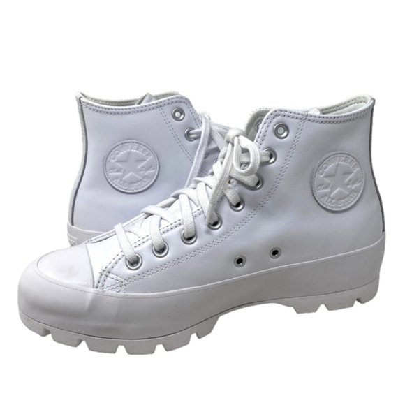 Converse Ctas Lugged Leather Shoes Women White Casual Hi Sneakers Custom 570634C - Picture 5 of 11